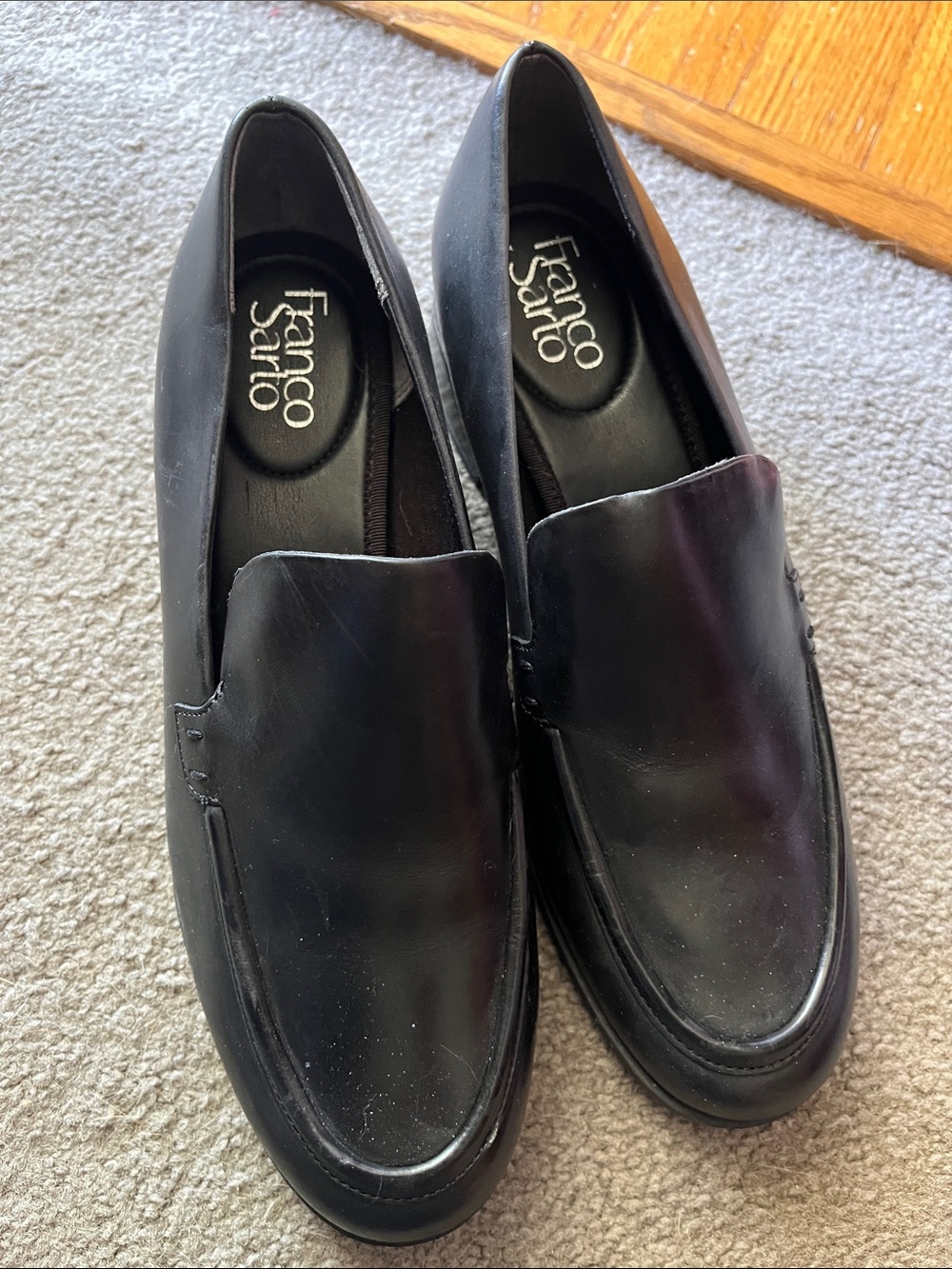 Franco Sarto women’s Black Leather Slip-On Loafers